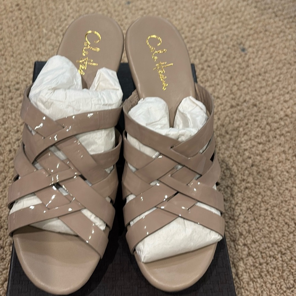 Cole Haan Tali High Slide Maple Sugar Patent Size 9 NIB